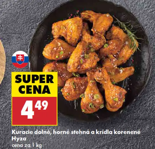 Hyza kuracie dolné a horné stehná a krídla korenené
