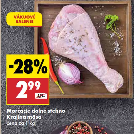 Krajina mäsa morčacie dolné stehno
