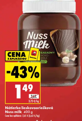 Nuss Milk nátierka lieskovooriešková kakaová