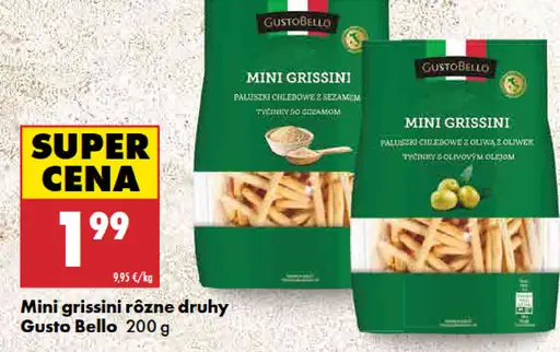 Gusto Bello mini grissini rôzne druhy