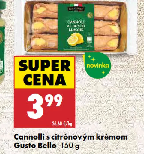 Gusto Bello cannolli s citrónovým krémom