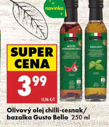 Gusto Bello Olivový olej chilli-cesnak, bazalka