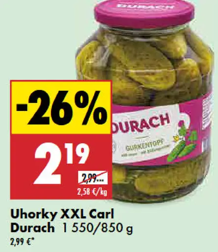 Durach Uhorky XXL Carl sterilizované