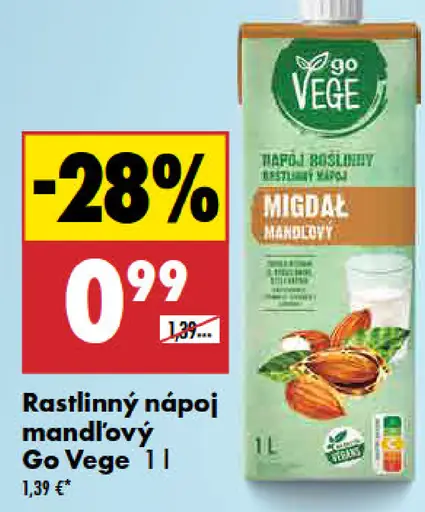 Go Vege Rastlinný nápoj mandľový