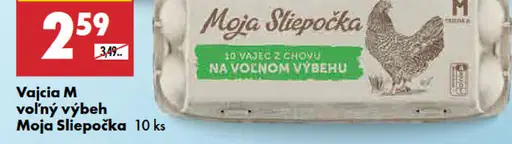 Moja Slepôčka vajcia M z voľného výbehu 10 ks