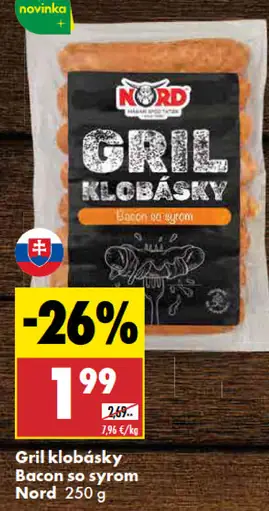 Nord Gril klobásky Bacon so syrom