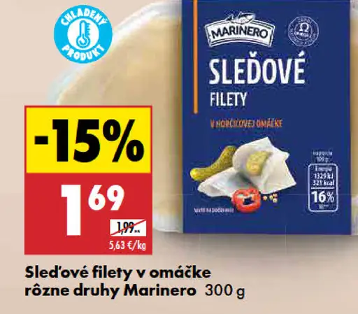 Marinero sleďové filety v omáčke rôzne druhy