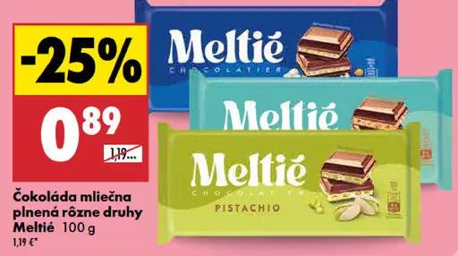 Meltíe čokoláda mliečna plnená rôzne druhy