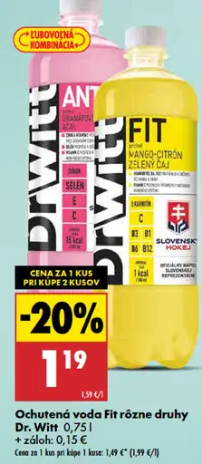 Dr. Witt ochutená voda Fit rôzne druhy