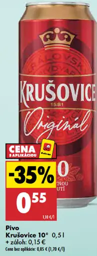 Krušovice Pivo 10° plechovka