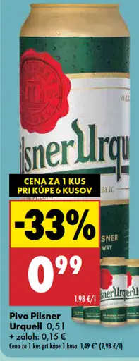 Pilsner Urquell pivo plechovka