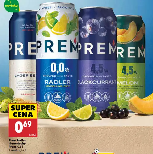 Prem pivo a radler plechovka