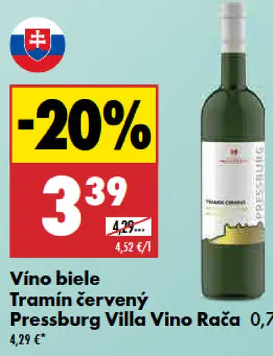 Tramín červený Pressburg Villa Vino Rača biele víno