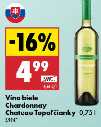 Chateau Topoľčianky víno biele Chardonnay