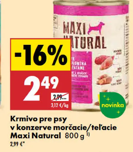 Maxi Natural krmivo pre psy v konzerve rôzne druhy