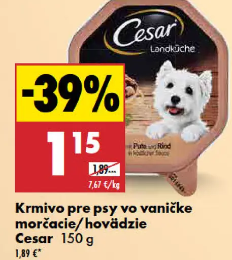 Cesar krmivo pre psy na vaničke morčacie, hovädzie