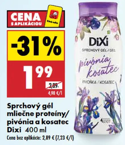 Dixi sprchový gél mliečne proteíny / pivónia a kosatec