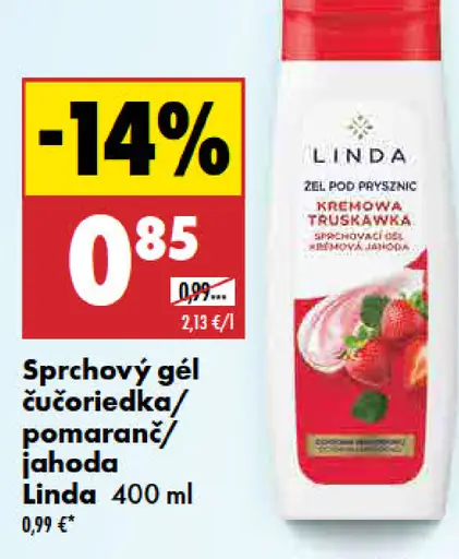 Linda sprchový gél čučoriedka, pomaranč alebo jahoda