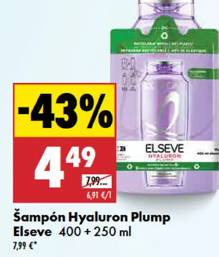 Elseve Hyaluron Plump šampón