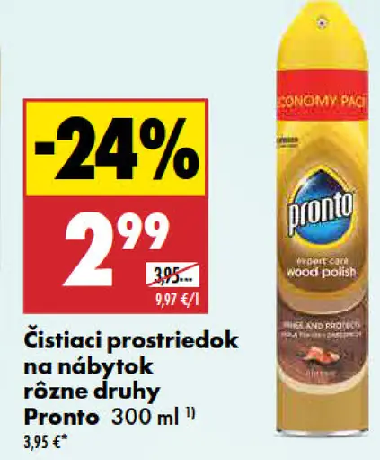 Pronto Čistiaci prostriedok na nábytok rôzne druhy