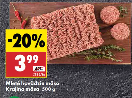 Mleté hovädzie mäso Krajina mäsa