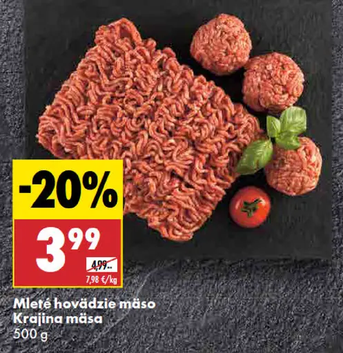 Mleté hovädzie mäso Krajina mäsa
