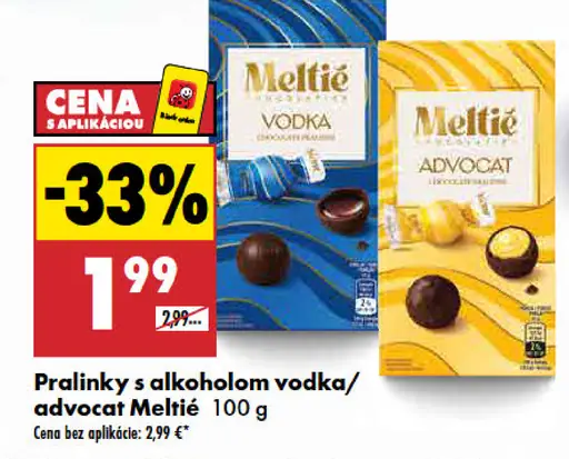 Meltíe pralinky s alkoholom vodka/advocat