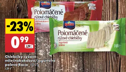 Racio Polomáčané ryžové chlebíčky mliečnokakaová poleva