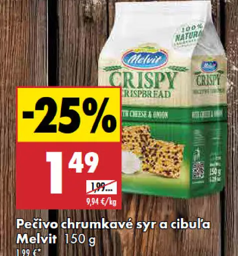 Melvit pečivo chrumkavé syr a cibuľa