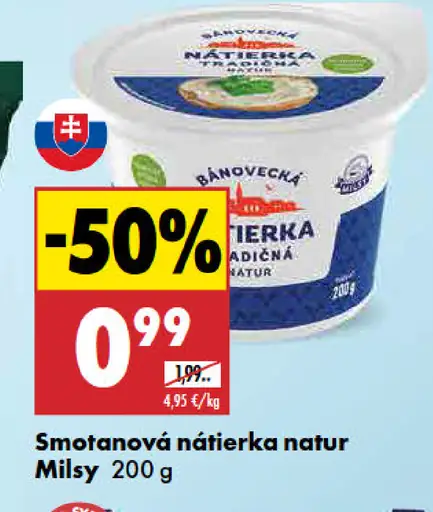 Milsy smotanová nátierka natur