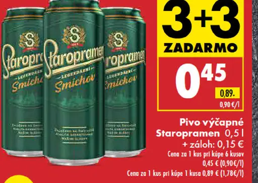 Pivo výčapné Staropramen plechovka
