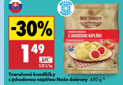 Naše dobroty Tvarohové knedličky s jahodovou náplňou