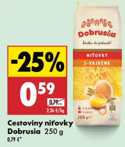Cestoviny nitovky Dobruška 2-vaječné