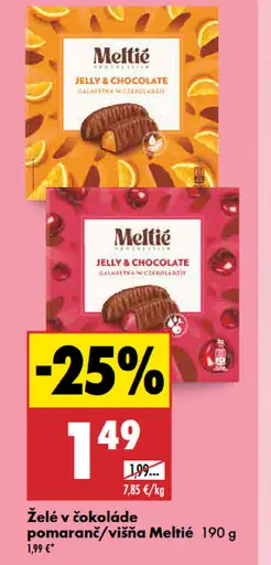 Meltie želé v čokoláde pomaranč