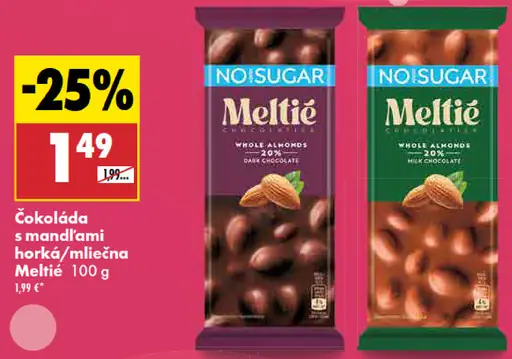 Meltíe čokoláda s mandľami rôzne druhy