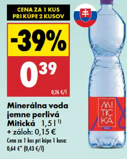 Mitická Minerálna voda jemne perlivá