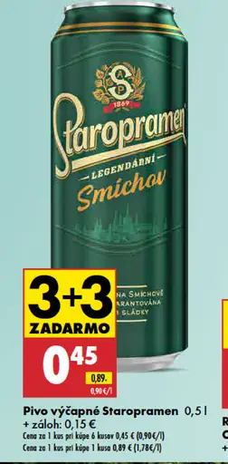 Staropramen pivo výčapné Smíchov plechovka