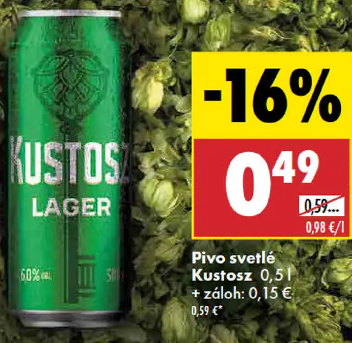 Kustosz svetlé pivo lager plechovka