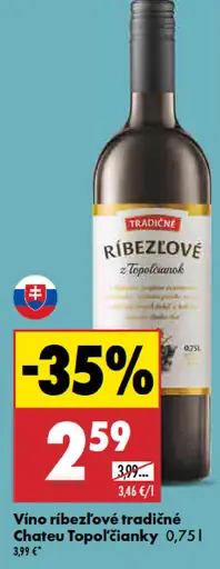 Tradičné ríbezľové Chateau Topoľčianky Vino