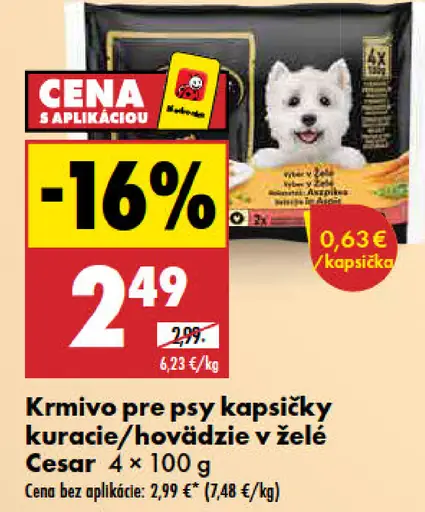 Cesar Krmivo pre psy kapsičky kuracie/hviezdie v želé
