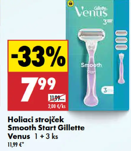 Gillette Venus Smooth Start holiaci strojček 1 + 3 hlavice
