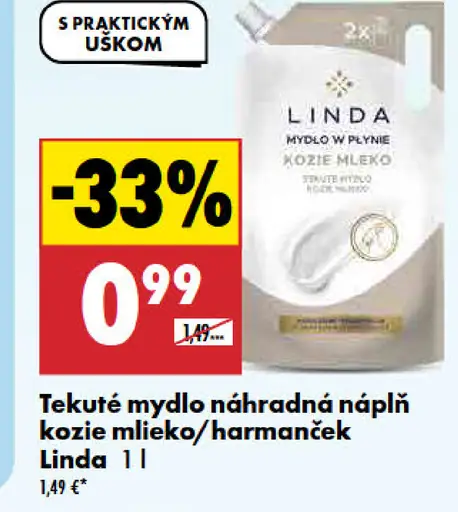 Linda Tekuté mydlo náhradná náplň Kozie mlieko/Harmanček