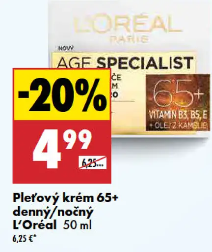 L’Oréal pleťový krém 65+ denný/nočný