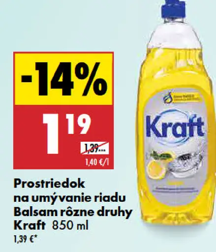 Kraft prostriedok na umývanie riadu Balsam rôzne druhy