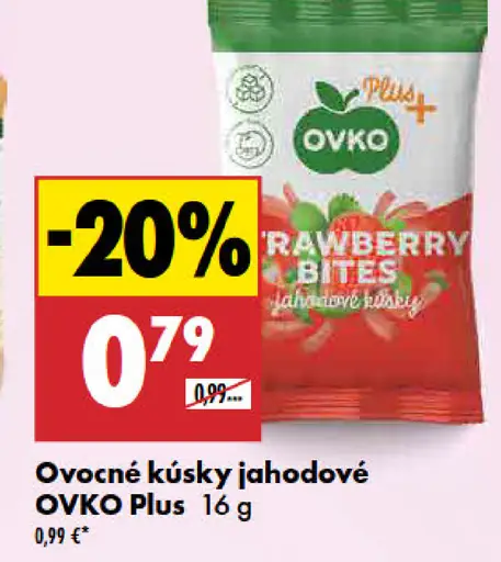 OVKO Ovocné kúsky jahodové Plus