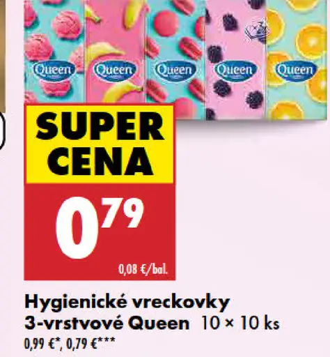 Queen Hygienické vreckovky 3-vrstvové