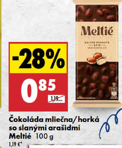 Meltíe čokoláda mliečna alebo horká so slanými arašidmi