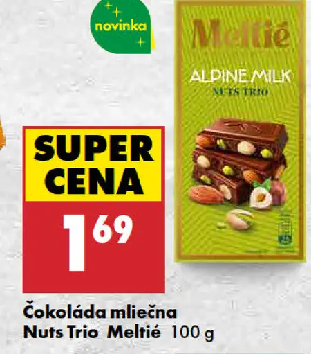 Meltíe čokoláda mliečna Nuts Trio