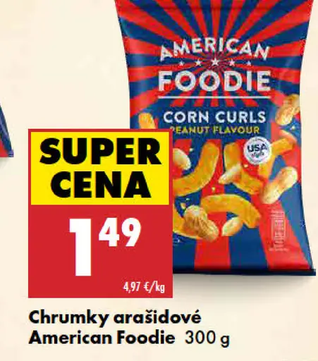 American Foodie chrumky arašidové Corn Curls
