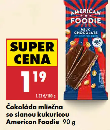 American Foodie čokoláda mliečna so slanou kukuricou